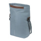 SACOCHE ARRIERE VELO LATERALE SAC BANDOULIERE BASIL CITY SHOPPER VEGAN BLEU IMITATION CUIR DROIT/GAUCHE 14/16L FIXATION HOOK-ON PORTE BAGAGE FERMETURE PLIANT ANTI-PLUIE AVEC REFLECHISSANT