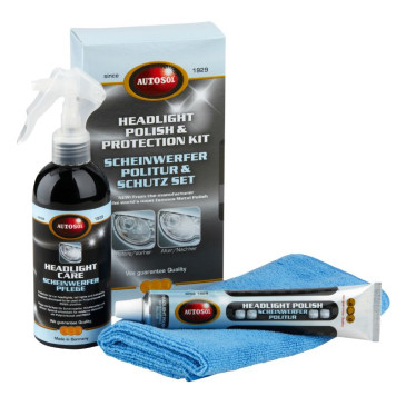 POLISH PHARE ET FEU AUTOSOL HEADLIGHT PROTECTION (SPRAY 200 ml, TUBE 75 ml + MICROFIBRE) (MADE IN GERMANY - QUALITE PREMIUM) 4004982000085