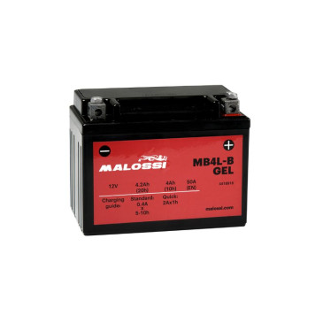 BATTERIE 12V 4 Ah MB4L-B MALOSSI GEL SANS ENTRETIEN PRETE A L'EMPLOI (Lg120xL71xH91mm) (EQUIVALENT YTC4L-BS / AGM / GEL)