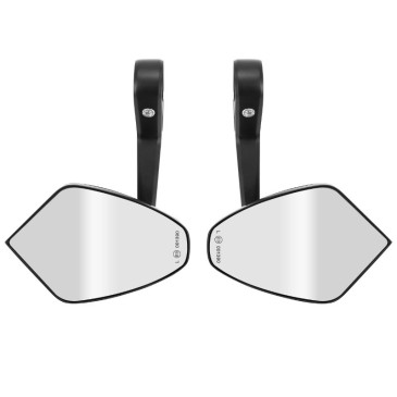 MIRRORS SET - BAR END SIDE MIRROR WITH PLASTIC ADAPTERS Ø 7/8"or 1"+ AVS Black covers (by pair without bar ends) -P2R-