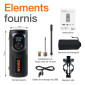 COMPRESSEUR/GONFLEUR/POMPE UNIVERSEL MULTIFONCTIONS TYRE INFLATE 2000 (12V) (FONCTION ECLAIRAGE, BATTERIE DE SECOURS) (INCLUS SUPPORT POUR VELO) CHARGEMENT USB -OSRAM- 4062172198769