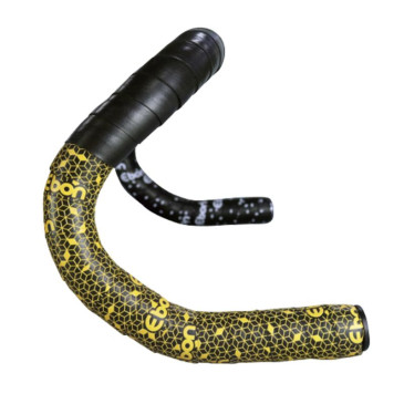 RUBAN DE GUIDON / CINTRE NEWTON EBON NOIR DEGRADE JAUNE AVEC BOUCHONS (CONFORTABLE EPAISSEUR 2.6mm) 3700948242827