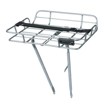 LUGGAGE RACK-FRONT- ON STAYS- BASIL-ALUMINIUM DECK WITH RIMS- ADJUSTABLE FOR 28''/26" (MAX LOAD 10KGS) (42x29x11cm)