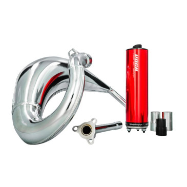 EXHAUST FOR 50cc MOTORBIKE VOCA CROSS CHROMED FOR SHERCO 50 SM-R, SE-R (TOP MOUNTING - RED ALUMINIUM SILENCER) 3700948275962