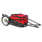 LUGGAGE BICYCLE TRAILER - MAX LOAD 27Kgs (DIMENSIONS L60xl35xH28) Wheels 16'' 6 Quick release on rear wheel (50 Liters) Steel body - TOTAL WEIGHT 7.6 kgs