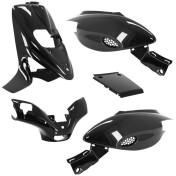 CARROSSERIE/CARENAGE SCOOT ADAPTABLE GILERA 50 STALKER NOIR BRILLANT (KIT 5 PIECES) (AVEC TRAPPE) -P2R- 3700948053898