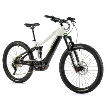 VELO ELECTRIQUE/VAE VTT 27,5 LEADER FOX ARRAN 2023 TOUT SUSPENDU HOMME BLANC 10V MOTEUR CENTRAL PANASONIC GX ULTIMATE 36V 90Nm BATTERIE 20Ah (CADRE 16'' - H42cm - S - ADULTE DE 158cm à 168cm)