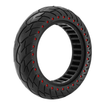 PNEU TROTTINETTE PLEIN 10 X 2.50 NOIR POINT ROUGE (SEGWAY NINEBOT MAX G30 SERIES) (JANTE LARGEUR 44mm, DIAMETRE INTER 147mm, DIAMETRE EXTER 240mm) 3700948257531