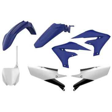 CARROSSERIE/CARENAGE MOTO MX YAMAHA 250 YZ F 2019>2022, 450 YZ F 2018>2022 BLEU YAM/BLANC (COULEUR OEM) (KIT PLASTIQUES 7 PIECES) -POLISPORT-