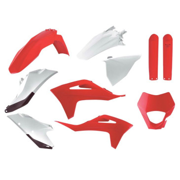 FAIRINGS/BODY PARTS FOR GAS GAS 250, 300 EC, 250, 350 EC-F 2021> Red/White - (OEM color) (10 parts kit) -POLISPORT-