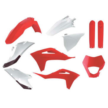 FAIRINGS/BODY PARTS FOR GAS GAS 250, 300 EC, 250, 350 EC-F 2021> Red/White - (OEM color) (10 parts kit) -POLISPORT- 5604415118647