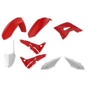 CARROSSERIE/CARENAGE MOTO MX RESTYLING HONDA 125, 250 CR 2002>2007 ROUGE/BLANC (COULEUR OEM) (KIT PLASTIQUES 8 PIECES) -POLISPORT- 5604415091193