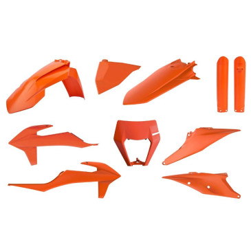 CARROSSERIE/CARENAGE MOTO ENDURO KTM 250, 300 EXC, 250, 350, 450, 500 EXC-F, 250, 300 XC-W, 250, 300 XCF-W 2020>2023 ORANGE KTM (KIT PLASTIQUES 10 PIECES) -POLISPORT- 5604415117428