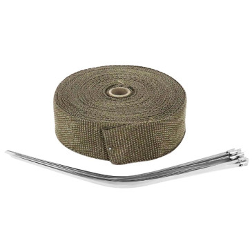 BANDE THERMIQUE ISOLANTE POUR ECHAPPEMENT MOTO MARRON LONGUEUR 15 M LARGEUR 50 mm (LIVREE AVEC 10 ATTACHES) -P2R- 3700948244425