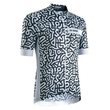 MAILLOT GIST HOMME MAGLIA MANCHES COURTES ZIP TOTAL NOIR/BLANC L -5344 8013271343785