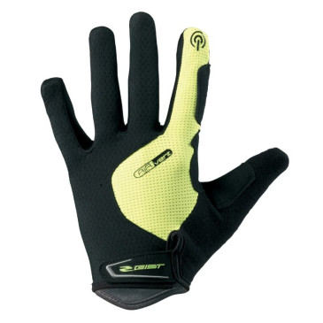 GANTS VELO VTT LONG GIST HERO GEL JAUNE FLUO S (PAIRE SUR CARTE) COMPATIBLE ECRAN TACTILE -5532