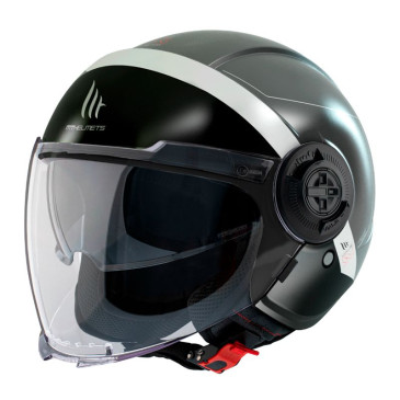 HELMET-OPEN FACE MT VIALE SV 68 SOLID- DUAL SCREEN- MATT GREY XS (ECE 22.06)