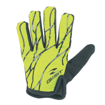 GANTS VELO ENFANT JUNIOR LONG GIST JAUNE FLUO/NOIR 8/10 ANS (PAIRE SUR CARTE) SANS VELCRO -8157