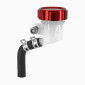 TANK FOR FRONT BRAKE MASTER CYLINDER - UNIVERSAL - ROUND SHAPED - ( SIDE OUTPUT) Ø 42 mm -CNC ALU RED COVER -P2R- 3700948244050