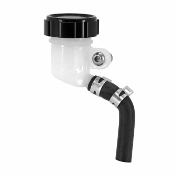 TANK FOR FRONT BRAKE MASTER CYLINDER - UNIVERSAL - ROUND SHAPED - ( SIDE OUTPUT) Ø 42 mm -CNC ALU BLACK COVER -P2R- 3700948244067