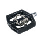 PEDALE GRAVEL / VTT PLATE SWITCH AUTOMATIQUE OU STANDARD ALU CNC NOIR 90 x 90 mm (COMPATIBLE SHIMANO SPD) (PAIRE) 8013271341545