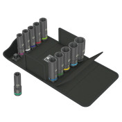 DOUILLE POUR CLE A CHOC WERA 8790 IMPAKTOR DEEP 1/2 CHROME MOLY NOIR MAT (LONGUEUR 83 mm) (SET 11 PIECES) -MARQUE ALLEMANDE POUR LES ATELIERS- 4013288224088
