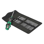 TOURNEVIS PORTE EMBOUT WERA KOMPAKT TURBO 1/4 AVEC EMBOUT VISSAGE NOIR/VERT (MANDRIN A SERRAGE RAPIDE) (SET 19 PIECES) -MARQUE ALLEMANDE POUR LES ATELIERS- 4013288214614