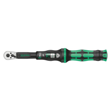 CLE DYNAMOMETRIQUE WERA CLICK TORQUE A5 CARRE 1/4 SERRAGE DE 2,5 A 25 Nm NOIR/VERT (DEBRAYABLE) (VENDU A L'UNITE) -MARQUE ALLEMANDE POUR LES ATELIERS- 4013288193179