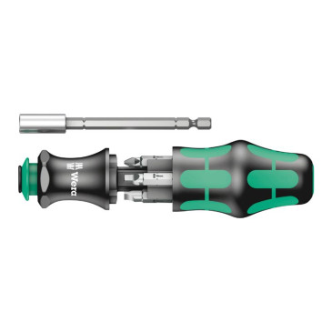 SCREWDRIVER -BIT HOLDER - WERA 28 SB KRAFTFORM KOMPAKT 1/4 (Integrated bit magazine) Black/green (Sold per unit) German tools for workshop. 4013288138927