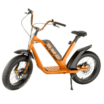DRAISIENNE ELECTRIQUE RMS E-DRAIS MAX ORANGE RAL 2008 MOTEUR 350 W HOMOLOGUE NF EN 14764 (GARDE-BOUE EN OPTION) (DIM 1,65x0,83x1,18m) -MADE IN FRANCE-