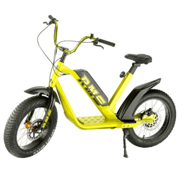 DRAISIENNE ELECTRIQUE RMS E-DRAIS MAX JAUNE RAL 1021 MOTEUR 350 W HOMOLOGUE NF EN 14764 (GARDE-BOUE EN OPTION) (DIM 1,65x0,83x1,18m) -MADE IN FRANCE-