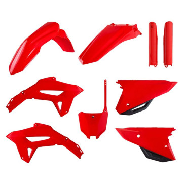 CARROSSERIE/CARENAGE MOTO MX HONDA 250 CRF R 2022>, 450 CRF R 2021> ROUGE HONDA (COULEUR OEM) (KIT PLASTIQUES 9 PIECES) -POLISPORT-