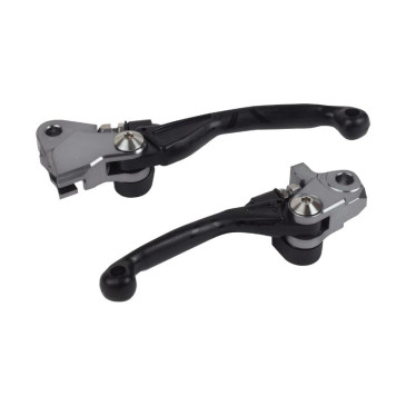 LEVIER DE FREIN/EMBRAYAGE MOTO OFF ROAD RETRACTABLE/PIVOT INCASSABLE YAMAHA 125-250 YZ 2015>, 250-450 YZ F 2009>, 250 YZ FX 2020>, 450 YZ FX 2019> NOIR (PAIRE) -POLISPORT- 5604415130373