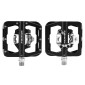 PEDALE VTT PLATEFORME DESCENTE / BMX NEWTON LARGE AUTOMATIQUE POLYVALENTE 1 FACE CLASSIQUE ET 1 FACE VP/SPD AVEC CALES A ROULEMENT (PAIRE) 104.5x102x30mm 3700948257425
