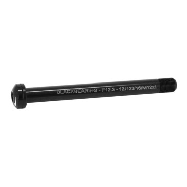 AXE TRAVERSANT / BLOCAGE AVANT BLACKBEARING FILETAGE m12x1.0mm POUR 12X100 NOIR (123mm HORS BUTEE DONT FILETAGE 16mm) 3760290199774