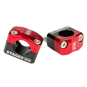 HANDLEBAR RISER- STAGE 6 ALU CNC ADAPTer Ø 28,6 mm - Black/red (PAIR) 4051272007897