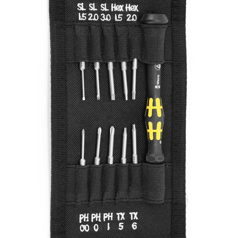 TOURNEVIS PORTE EMBOUT DE PRECISION WERA KOMPAKT MICRO ESD (SET 11 PIECES)  -MARQUE ALLEMANDE POUR LES ATELIERS- - P2R