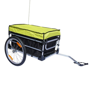 REMORQUE VELO UTILITAIRE MAXI 40Kg AVEC HOUSSES (DIMENSIONS INTERIEURES L68xl42xH38) AVEC ROUES 20" FIXATION AXE DE ROUE - MONTAGE RAPIDE SANS OUTIL 