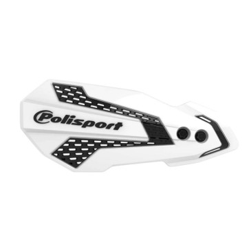 PROTEGE MAIN MOTO MX FLOW KAWASAKI 250 KX F 2008>2018, 450 KX F 2008>2018 (FIXATION UNIVERSEL GUIDON + FIXATION SPECIFIQUE VEHICULE) VERSION OUVERTE BLANC/NOIR -POLISPORT- 5604415124730
