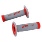 GRIP- DOMINO ORIGINAL- OFF ROAD 791 DUAL DENSITY - Red/Grey CLOSED END 115mm (CROSS/MX) (PAIR) 0801766028433