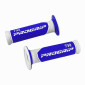 GRIP - DOMINO ORIGINAL- ON ROAD 732 DOUBLE DENSITE- White/blue CLOSED END 125mm (PAIR)