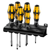 TOURNEVIS BURIN WERA 932 S6 KRAFTFORM CRUCIFORME (PHILLIP) ET PLAT AVEC RACK DE RANGEMENT NOIR/JAUNE (SET 6 PIECES) -MARQUE ALLEMANDE POUR LES ATELIERS- 4013288134479