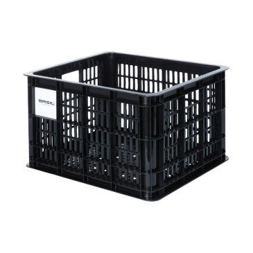 PANIER / CAISSE PLASTIQUE RECYCLE BASIL NOIR 29L AVANT/ARRIERE (33x44x25cm) (POSSIBILITE DE FIXER AVEC REF 150413) 8715019211348
