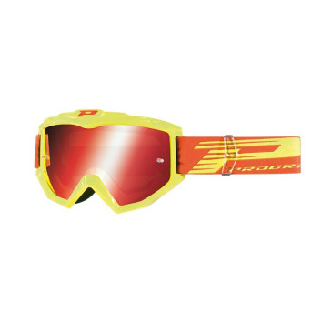 MASQUE/LUNETTES CROSS PROGRIP 3201 FL ATZAKI MULTILAYERED JAUNE/ORANGE FLUO ECRAN MIROIR ROUGE ANTI-RAYURES/ANTI U.V. COMPATIBLE AVEC PORT LUNETTES DE VUE (HOMOLOGUE CE-EN AC-12072 REV.1)