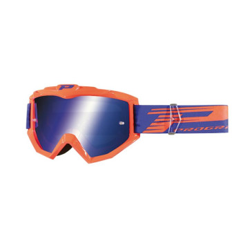 MASQUE/LUNETTES CROSS PROGRIP 3201 FL ATZAKI MULTILAYERED ORANGE FLUO ECRAN MIROIR BLEU ANTI-RAYURES/ANTI U.V. COMPATIBLE AVEC PORT LUNETTES DE VUE (HOMOLOGUE CE-EN AC-12072 REV.1) 801766026330