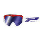 MOTOCROSS GOOGLES- PROGRIP 3201 FL ATZAKI MULTILAYERED - Red/White,- BLUE MIRRORED LENS - No Scratch-/ANTI U.V. COMPATIBLE WITH PRESCRIPTION GLASSES (EEC Approved-EN AC-12072 REV.1)