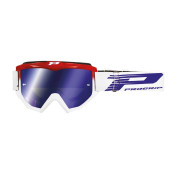 MASQUE/LUNETTES CROSS PROGRIP 3201 FL ATZAKI MULTILAYERED ROUGE/BLANC ECRAN MIROIR BLEU ANTI-RAYURES/ANTI U.V. COMPATIBLE AVEC PORT LUNETTES DE VUE (HOMOLOGUE CE-EN AC-12072 REV.1) 0801766023087