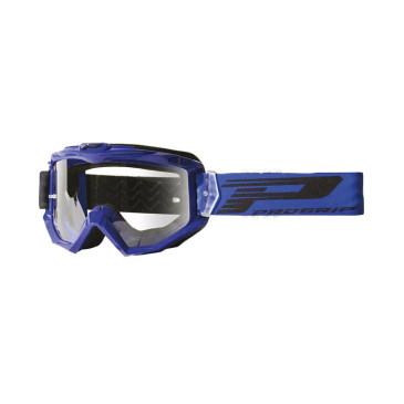MOTOCROSS GOGGLES PROGRIP 3201 ATZAKI - BLUE CLEAR VISOR ANTI-SCRATCH/U.V. PROTECTIVE - FOR GLASSES WEARERS -APPROVED AC-10170