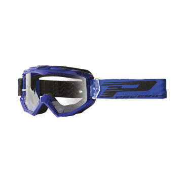 MASQUE/LUNETTES CROSS PROGRIP 3201 TR ATZAKI BLEU ECRAN TRANSPARENT ANTI-RAYURES/ANTI U.V. COMPATIBLE AVEC PORT LUNETTES DE VUE (HOMOLOGUE CE-EN AC-12072 REV.1) 0801766022950