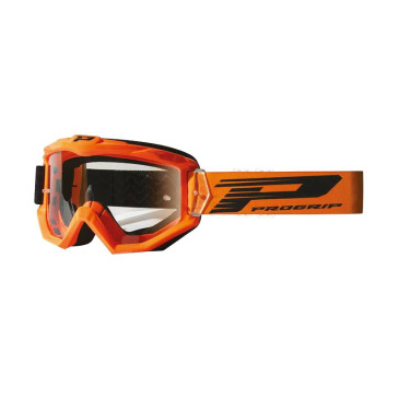 MOTOCROSS GOGGLES PROGRIP 3201 ATZAKI - ORANGE CLEAR VISOR ANTI-SCRATCH/U.V. PROTECTIVE - FOR GLASSES WEARERS -APPROVED AC-10170